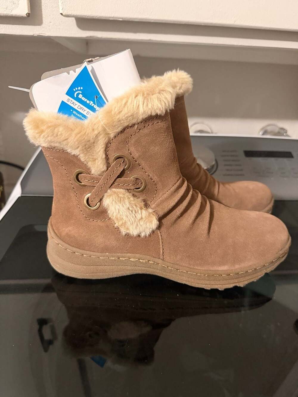 BareTraps Adalyn Women's Brown Suede Faux Fur Cold Weather Ankle Boots Size 8M